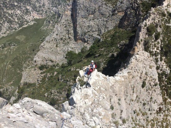 A belay stance with a view