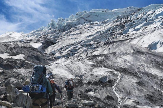 Approaching the start of the Glacier Gorra Blanca Sur