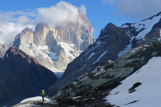 Mt Fitz Roy from camp Glacier Gorra Blanca Sur