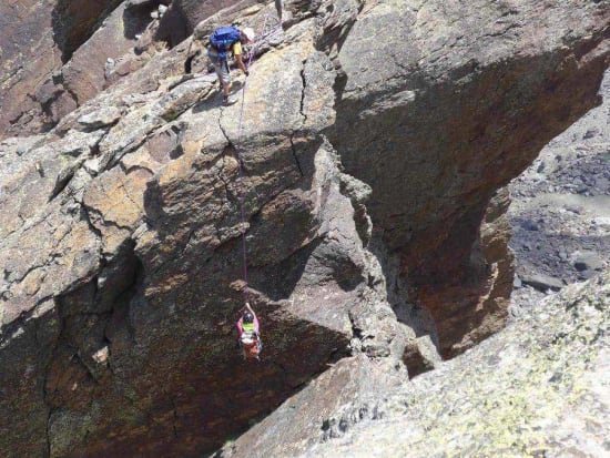 Being lowered down the abseil