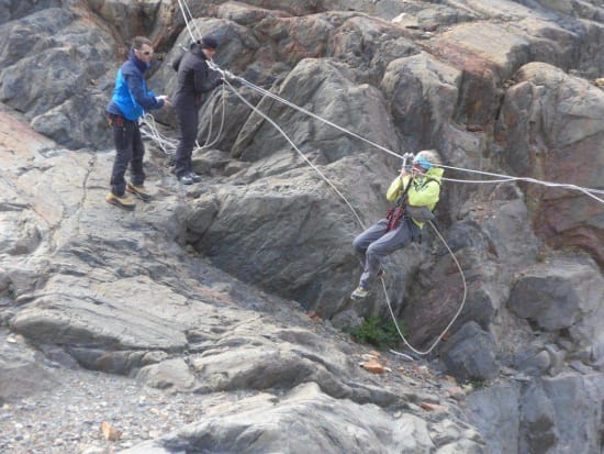 Tirolean traverse over the Rio Tunel