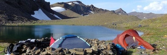 Camping by high mountain lakes in the Sierra Nevada