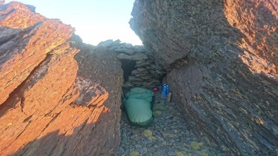 Improvised bivvy near Puntal de Goteron