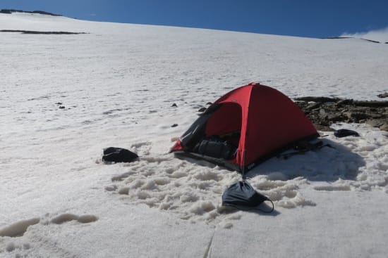 South of Mulhacen - Cruz Raid tent firmly anchored with gym bags!