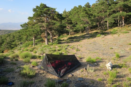 Day 2 - bug tent at Refugio Vivac el Toril