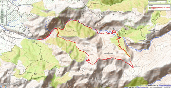 Map of a walk from Dilar on the Alayos de Dilar ridges Map of a walk from Dilar on the Alayos de Dilar ridges
