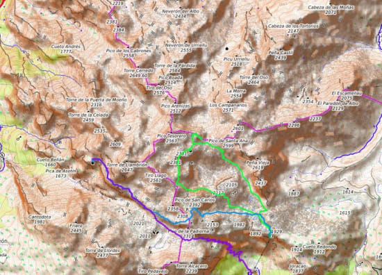 Map of the 5 day Picos de Europa circular