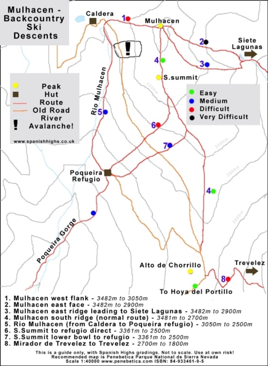 Ski map of Mulhacen Ski map of Mulhacen