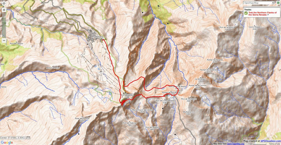 Map of route across Northern side of Sierra Nevada Map of route across Northern side of Sierra Nevada