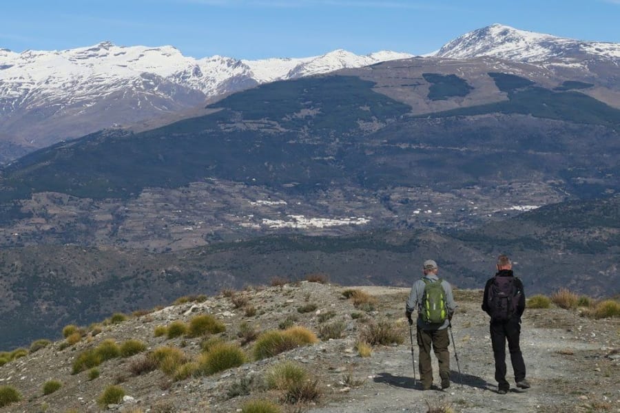 Walking across the Contraviesa, Mulhacen ahead Walking across the Contraviesa, Mulhacen ahead