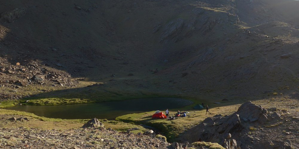 Camp by sheltered lagunas