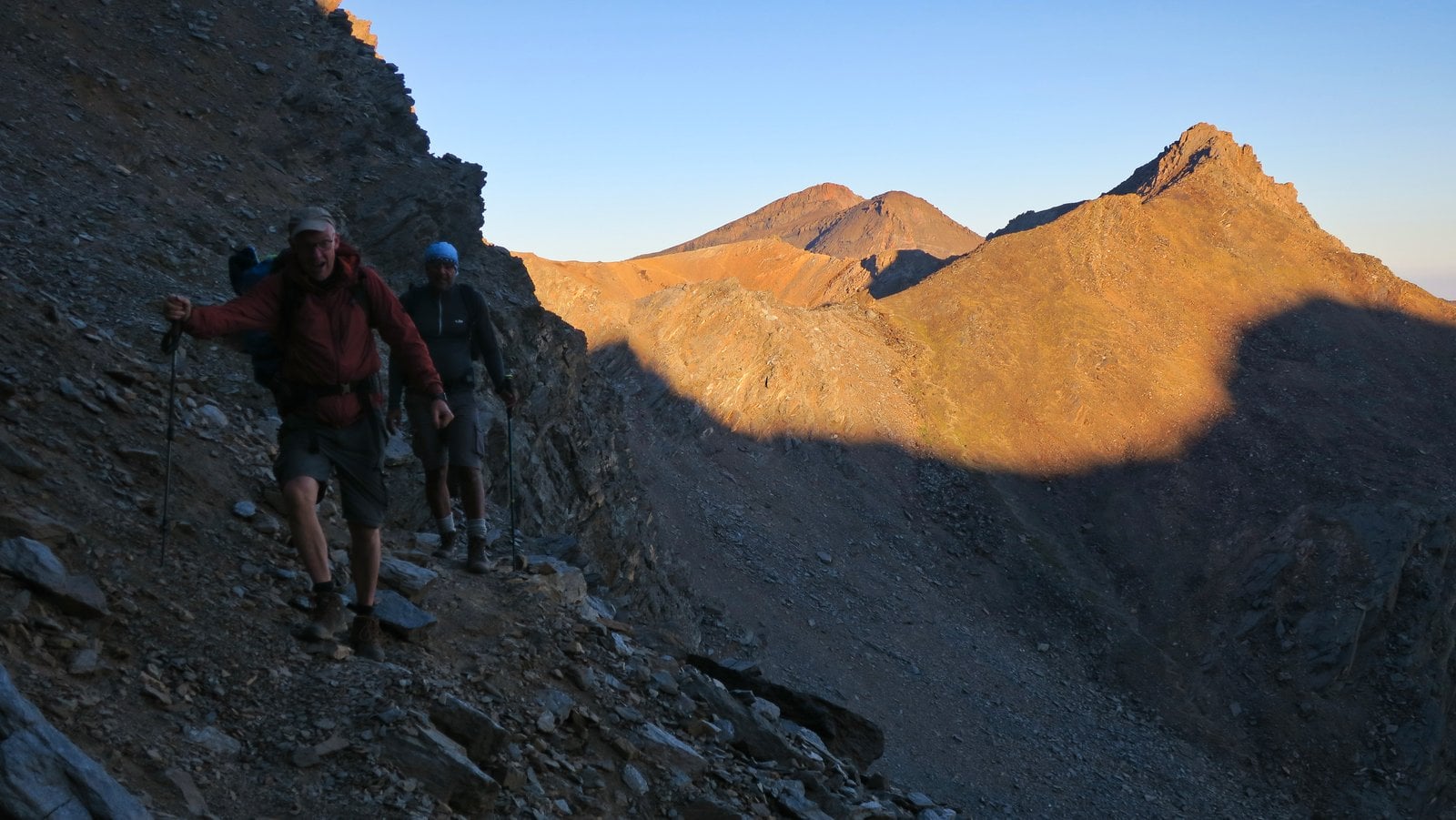 Edging our way carefully across Mulhacen's north face