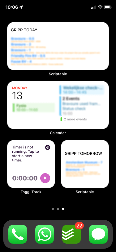IOS screenshot with the scriptable widgets