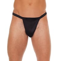 Porduct image for Mens Black Straight GString With Black Pouch