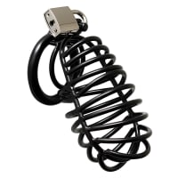 Porduct image for Black Metal Male Chastity Device With Padlock