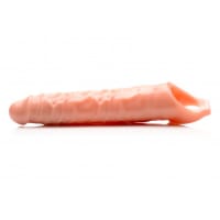 Porduct image for Size Matters 3 Inch Ribbed Penis Extending Sleeve Flesh Coloured