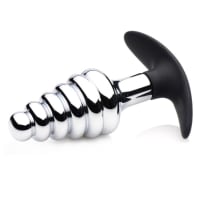 Porduct image for Master Series Dark Hive Metal And Silicone Ribbed Anal Plug