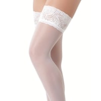 Porduct image for White Holdup Stockings with Floral Lace Top