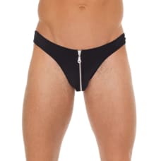 Buy Mens Black GString With Zipper On Pouch Online