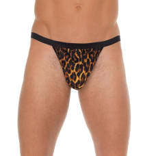 Buy Mens Black GString With Leopard Print Pouch Online