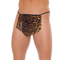 Buy Mens Black GString With Leopard Loincloth Online