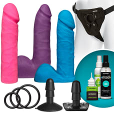 Buy VacULock Strap On Dual Density UltraSKYN Coloured Dildo Set Online