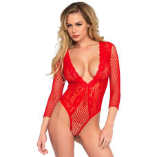 Buy Leg Avenue High Cut Deep V Lace And Net Thong Back Teddy Online