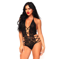 Buy Leg Avenue Strappy Halter Lace Teddy UK 8 to 14 Online