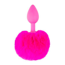 Buy Neon Pink Bunny Tail Mini Butt Plug Online