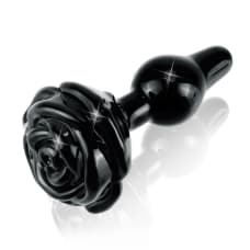 Buy Icicles No.77 Rose Hand-Blown Glass Butt Plug Black Online