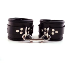 Buy Rouge Garments Black Leather Ankle Cuffs With Piping Online