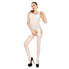 Buy Passion Mesh Body with Circle Fishnet Legs Body Stocking White Online