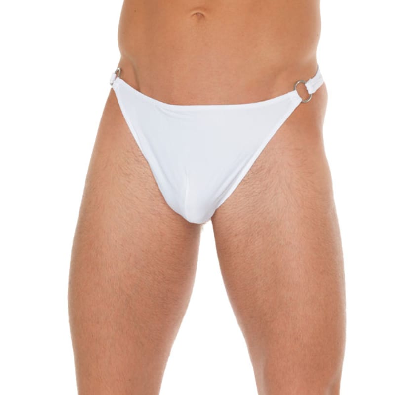 Thumb for main image Mens White G String With Metal Hoop Connectors