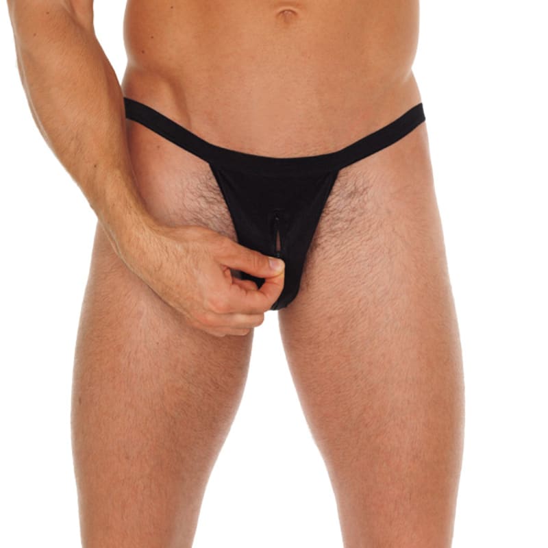 Thumb for main image Mens Black Pouch GString With Zipper