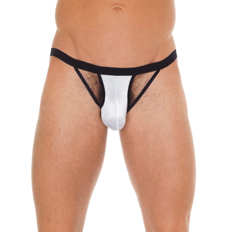 Thumb for main image Mens Black GString With White Pouch