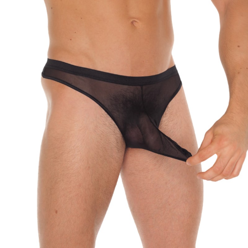 Thumb for main image Mens Black GString With Penis Sleeve