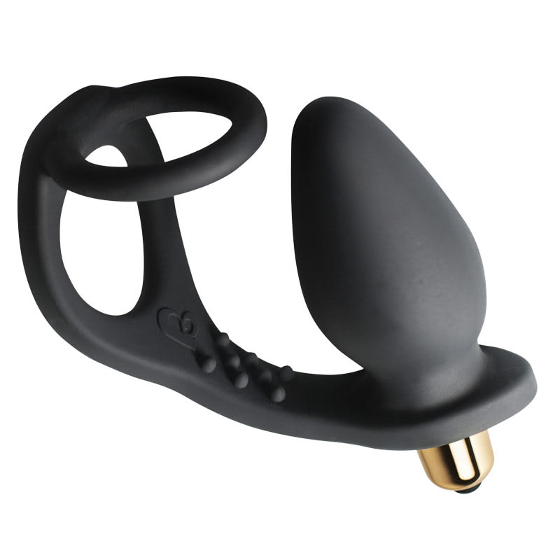 Thumb for main image Rocks Off 7 Speed ROZen Cockring And Anal Plug Black