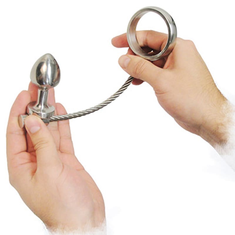 Thumb for main image Slide and Ride Steel Cock Ring and Anal Plug