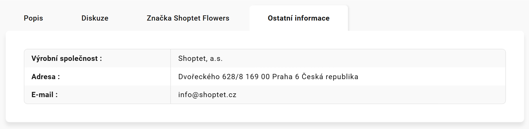 Zobrazení GPSR údajů v detailu produktu v šabloně Samba