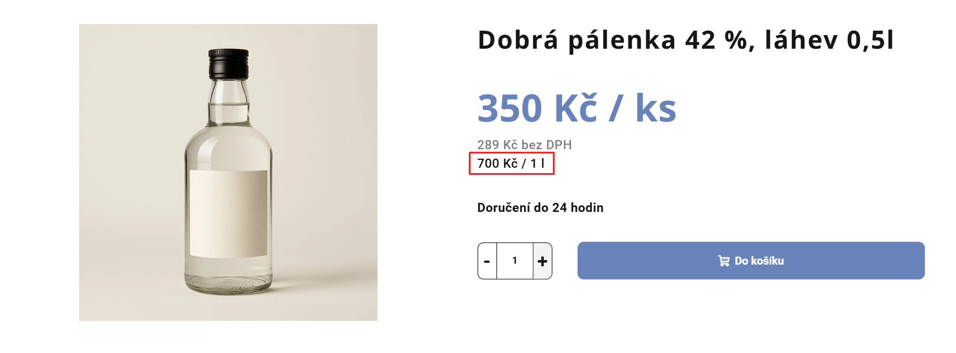 Zobrazení měrné ceny v detailu produktu