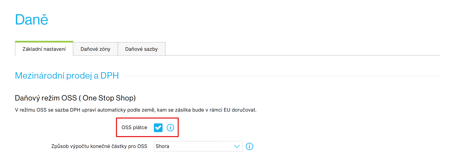Aktivace OSS v e-shopu