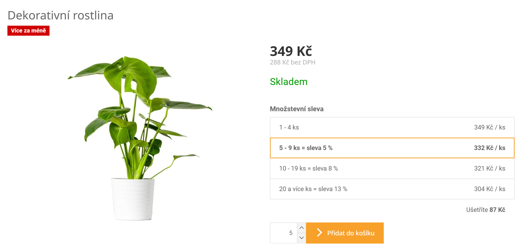 Zobrazení tabulky v detailu produktu