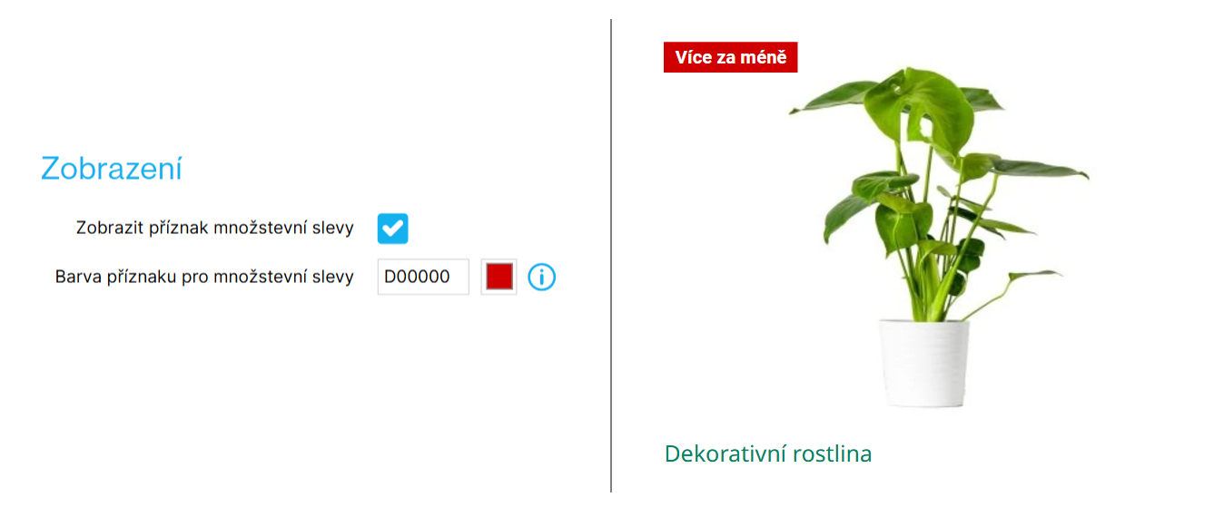 Zobrazení příznaku množstevní slevy u produktu