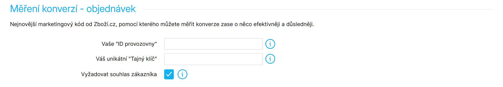 Aktivace měřícího kódu Seznam Nákupů
