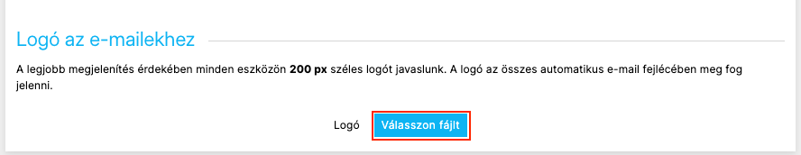 A Logó az e-mailekhez szakasz a fájlválasztó gombbal