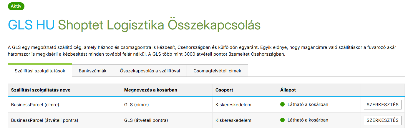 A szállító szállítási szolgáltatásainak áttekintése