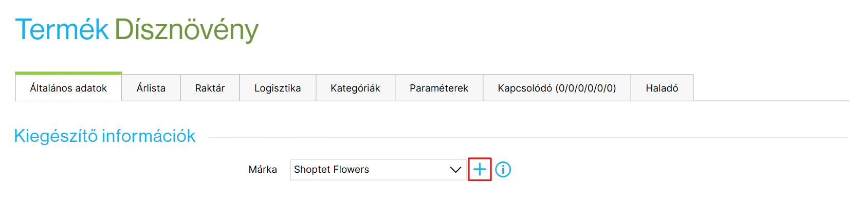 Új márka hozzáadása a termék részleteiből