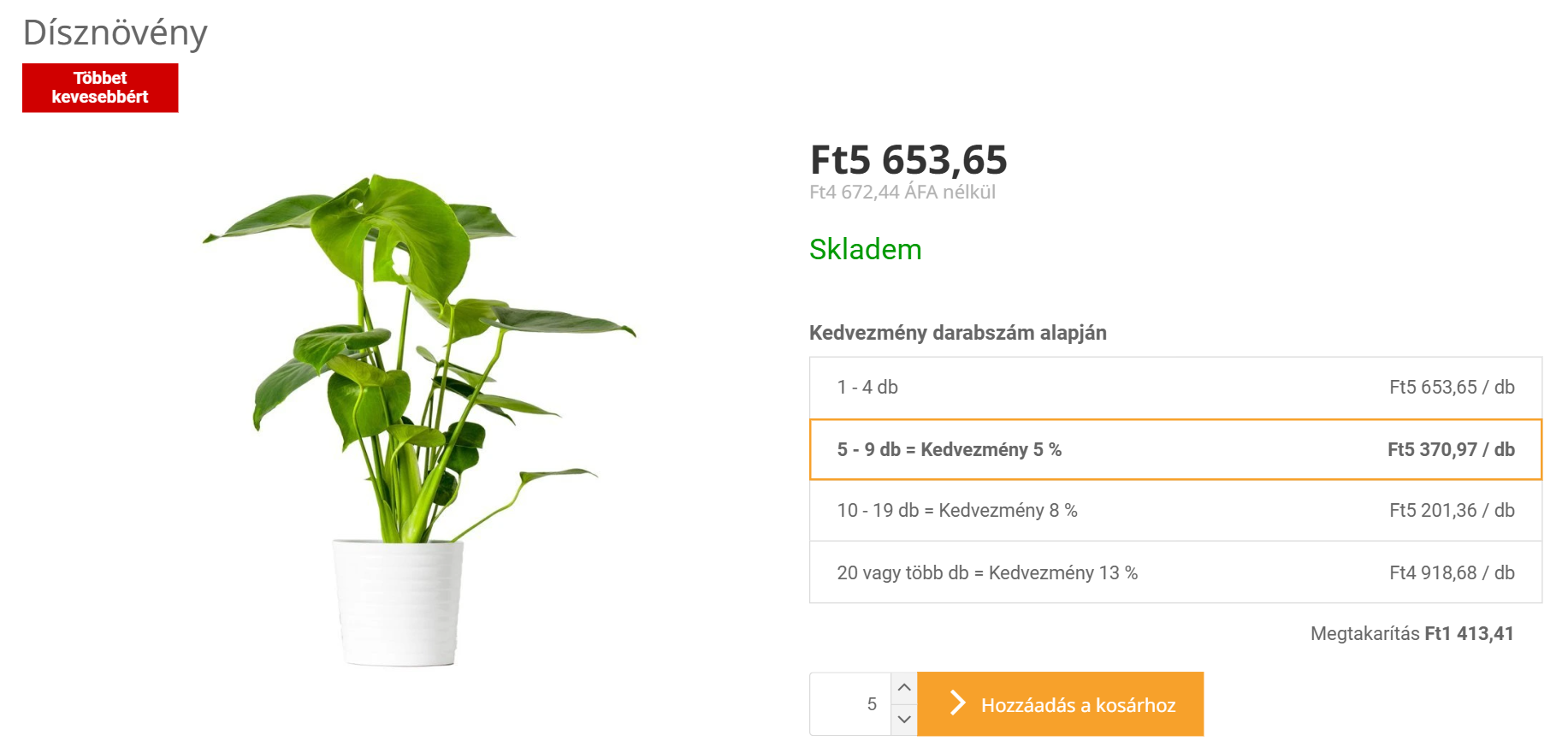 Táblázat megjelenítése a termék részleteinél