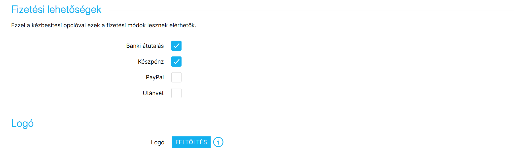 Fizetési lehetőségek, amelyeknél ez a szállítás megjelenik