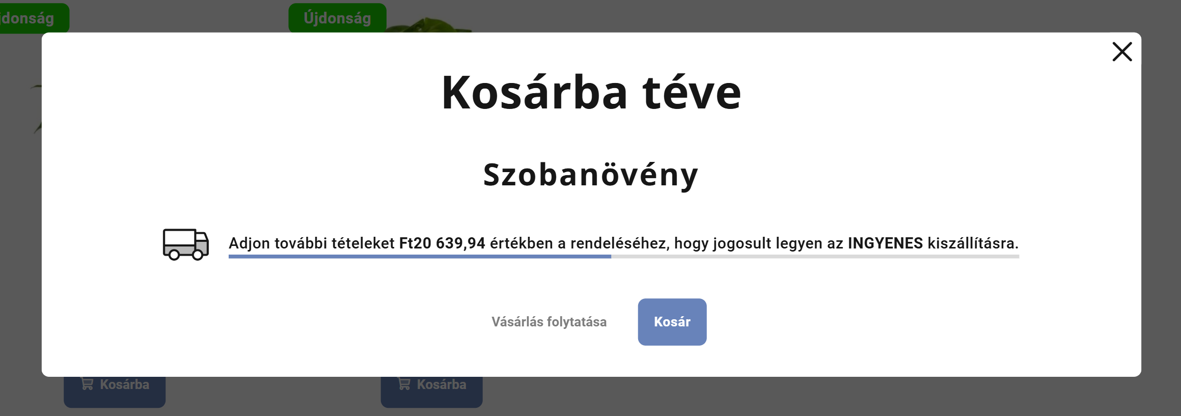 Az ingyenes szállításhoz szükséges összeg megjelenítése a Kiterjesztett megrendelés funkció használatával